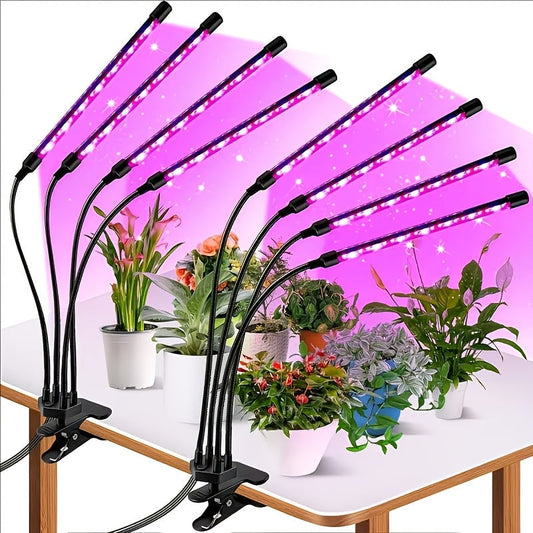 Clamp-On Red Blue LED Plant Lamp with 3, 4 or 5 Flexible Light Bars and USB Control for Shelves