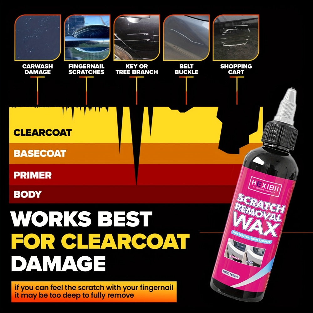 Car Scratch Remover Wax 2-Pack – Liquid Formula for Fine Surface Scratch Repair on Cars, RV, Trucks & Motorcycles