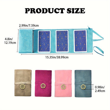 Tarot Card Bag Velvet Pouch with Retro Pendant – 5pcs Lightweight Tarot Storage Holder Set, Mystical Drawstring Bags for Tarot Cards