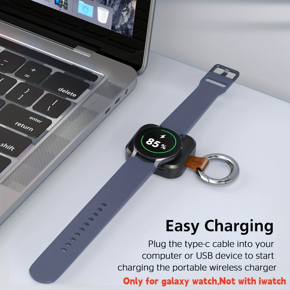 Portable Galaxy Watch-Compatible Charging Case with Keyring, Internal Ring Cradle and Black or White Housing