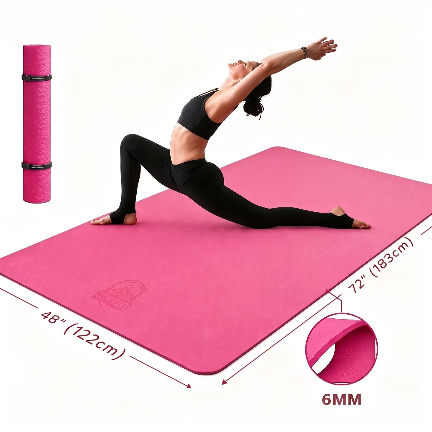 Extra Large Yoga Mat 6mm Thick – Non-Slip TPE Dual-Side Exercise Mat with Carry Bag for Yoga, Pilates, Stretching & Home Workouts