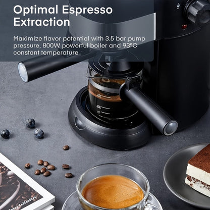 Espresso Machine 3.5 Bar Steam 4 Cup Cappuccino & Latte Maker with Milk Frother for Entryways, Bedrooms and Living Spaces