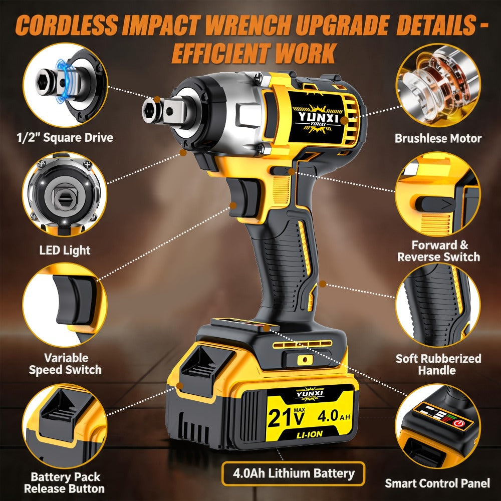 Impact Drill Set 21V Cordless with Drill Bit Accessories, Toolbox & Charger, Wireless Impact Wrench Drill