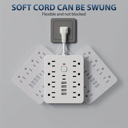 Power Strip 14-in-1 Surge Protector with 8 AC Outlets, 4 USB-A, 2 USB-C and Black or White Finish