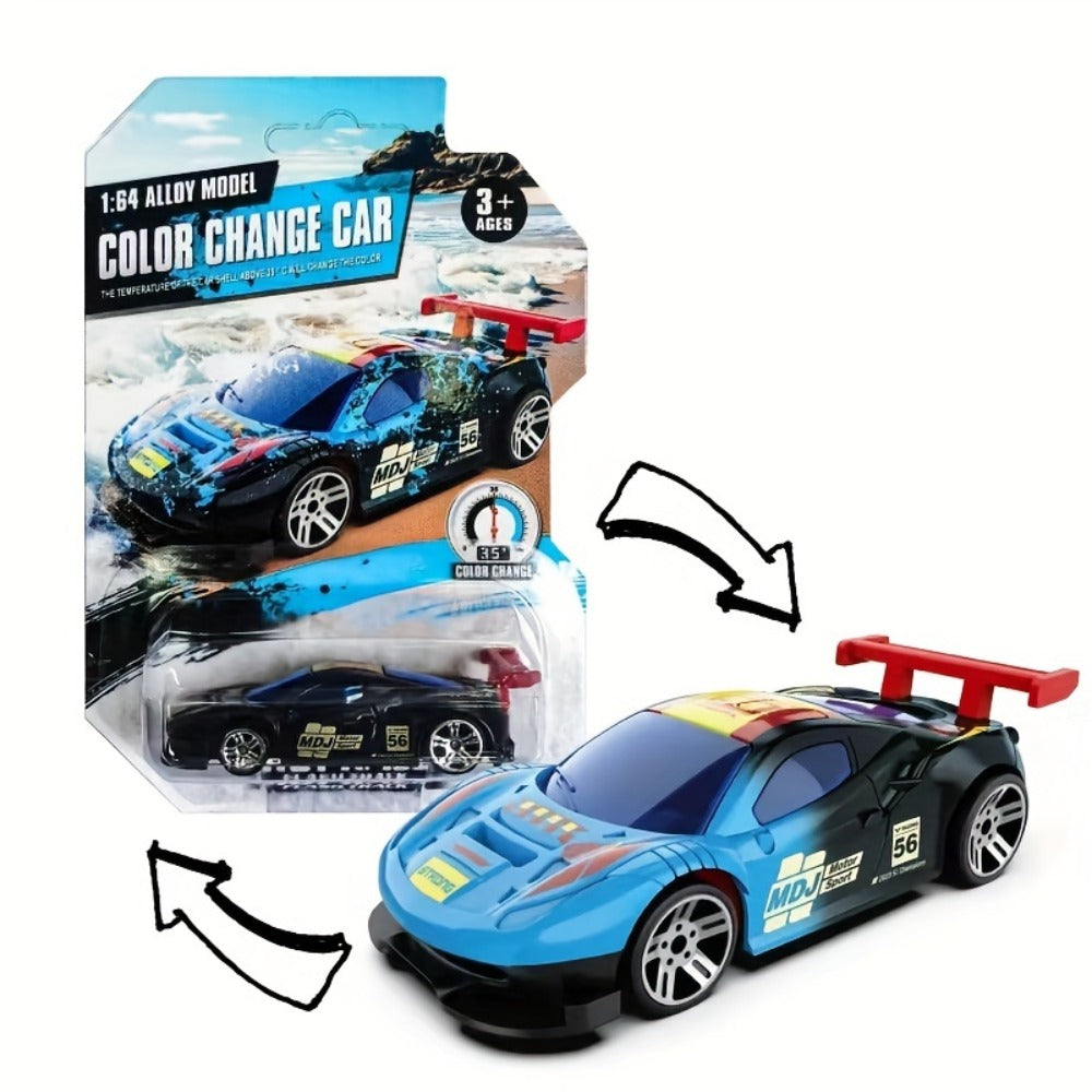 Six-Piece Temperature-Responsive Color-Changing Die-Cast Toy Car Set with Assorted Vehicle Styles