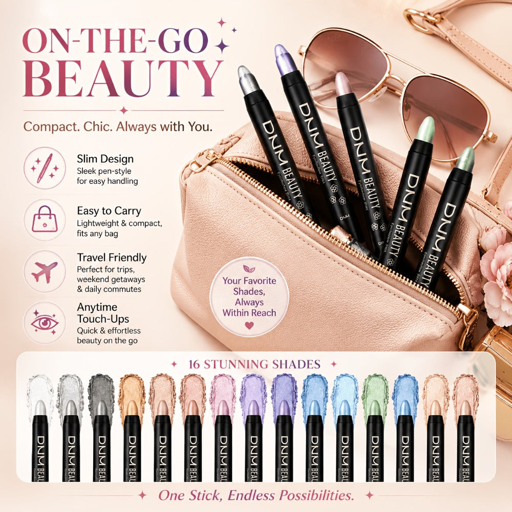 Highly Pigmented Eyeshadow Stick Set 16 Colors Waterproof Matte & Shimmer Eye Makeup Pencil Kit