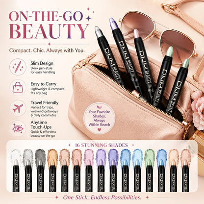 Highly Pigmented Eyeshadow Stick Set 16 Colors Waterproof Matte & Shimmer Eye Makeup Pencil Kit