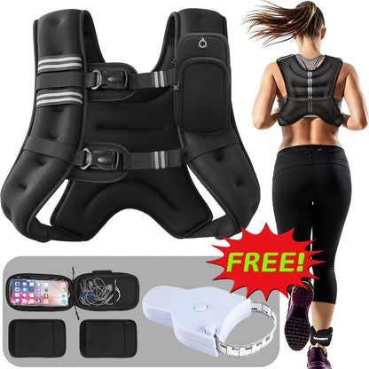 Weighted Vest for Running & Strength Training – Slim Fit Reflective Design with Phone Pouch, Snap-On Unisex Weight Training Vest for Gym