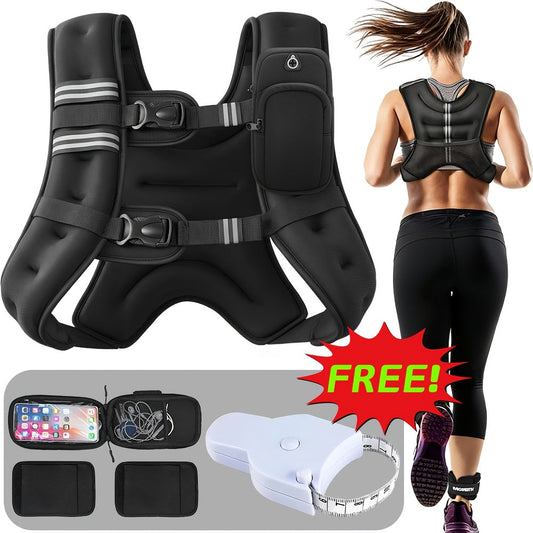 Weighted Vest for Running & Strength Training – Slim Fit Reflective Design with Phone Pouch, Snap-On Unisex Weight Training Vest for Gym
