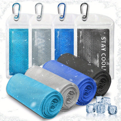 Neck Cooling Towels 8-Pack – Soft Breathable Sport Towels for Neck & Face with Carabiner Clips & Carry Bag