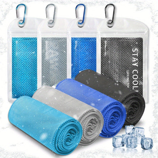 Neck Cooling Towels 8-Pack – Soft Breathable Sport Towels for Neck & Face with Carabiner Clips & Carry Bag