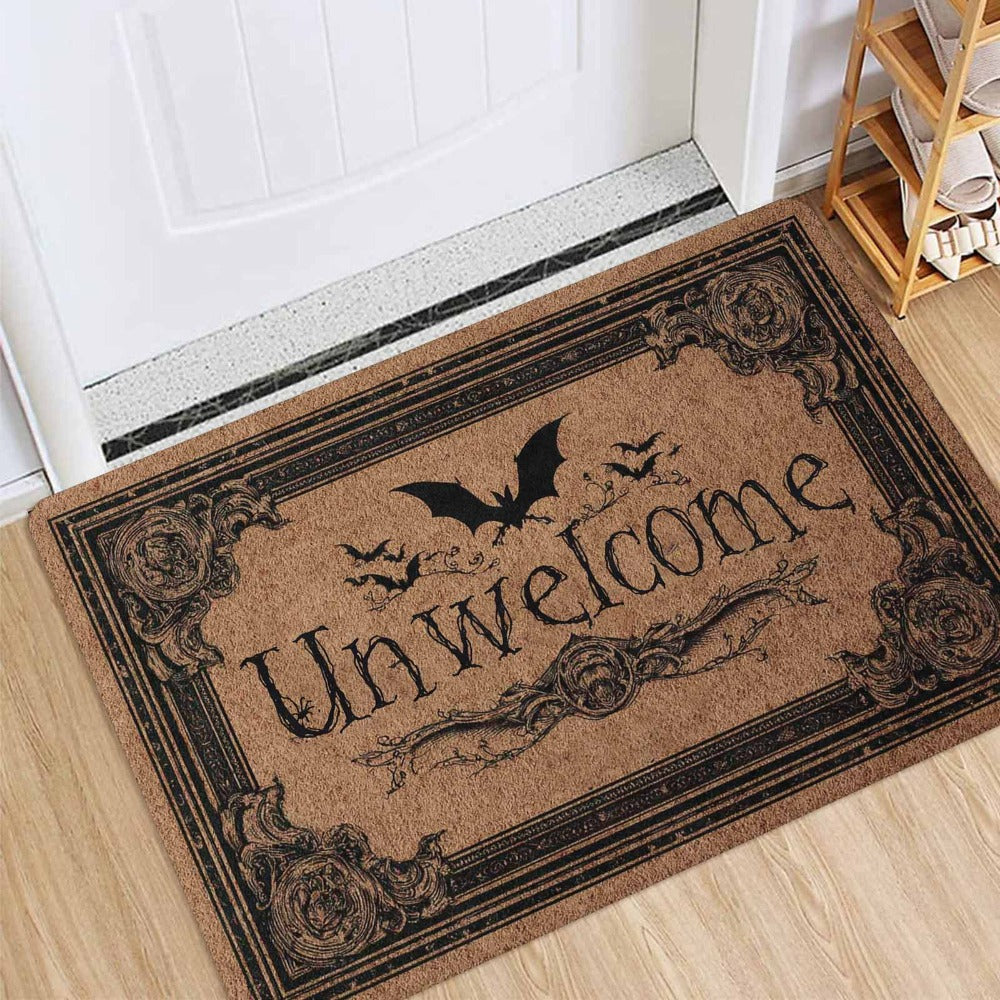 Gothic Bat Unwelcome Doormat Welcome Mat Halloween Home Decor Entrance Rug Indoor Floor Mat