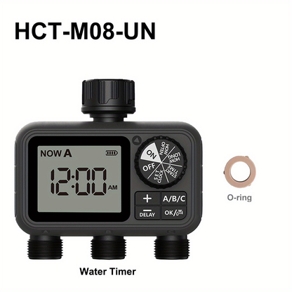 3-Zone Sprinkler Timer with Auto/Manual/Rain Delay Modes, Programmable Garden Hose Irrigation Controller