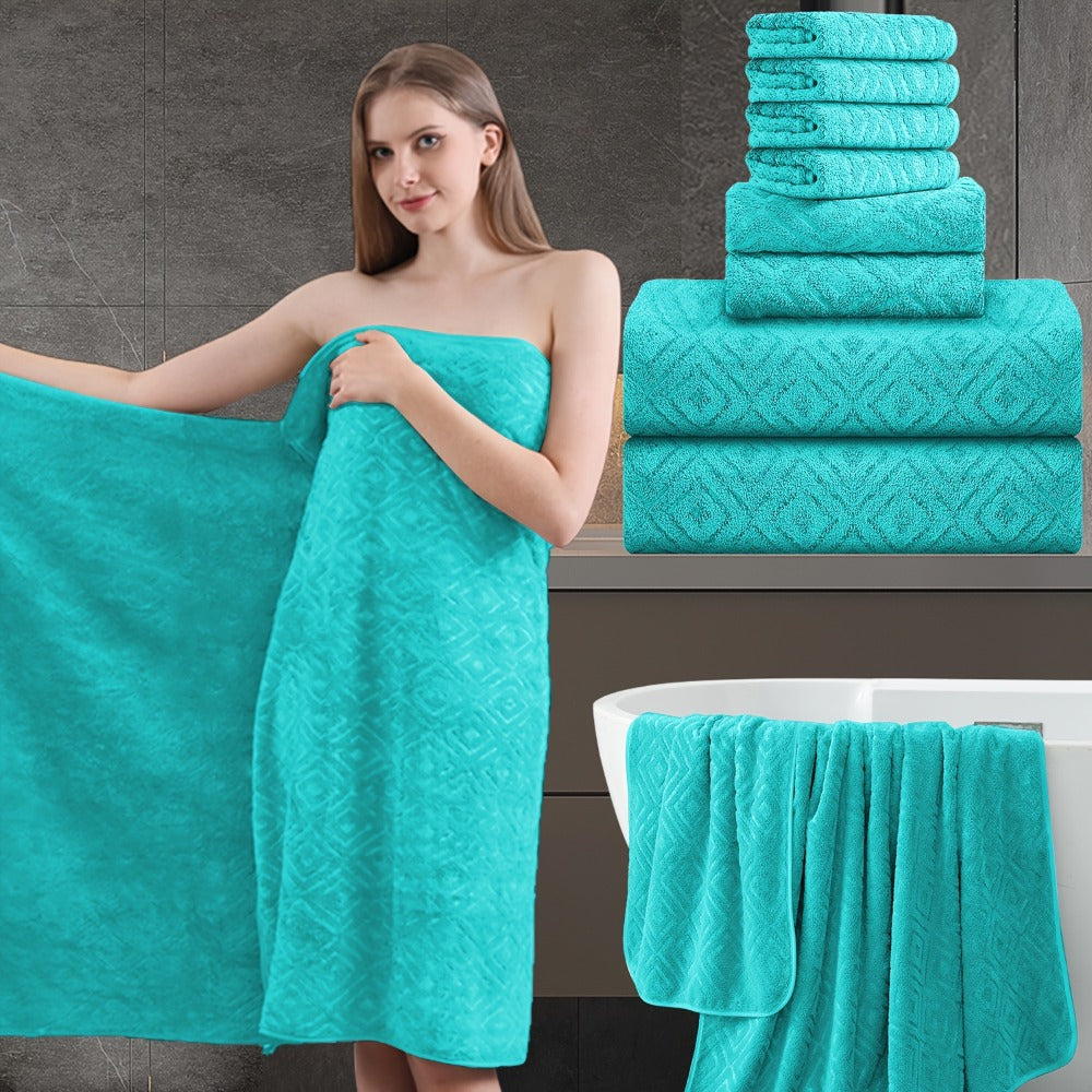 Bath Hand Towels, Towel Set 8 Piece 700GSM with 2 Bath Towels, 2 Hand Towels and 4 Washcloths in 16 Colors for Home and Guest Use