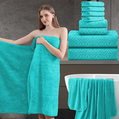 Bath Hand Towels, Towel Set 8 Piece 700GSM with 2 Bath Towels, 2 Hand Towels and 4 Washcloths in 16 Colors for Home and Guest Use