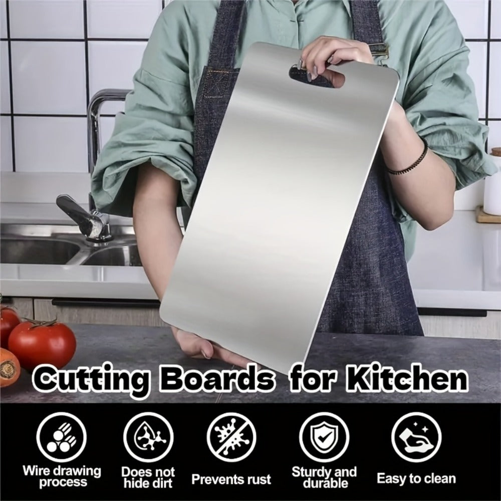 Cutting Board Three-Piece Titanium Set with Large, Medium and Small Handle Boards for Double-Sided Prep
