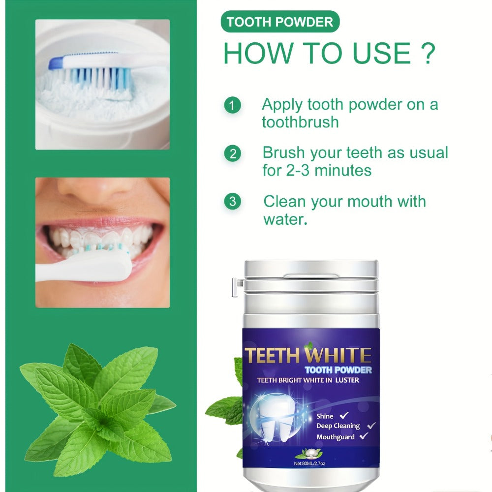 Baking Soda Tooth Powder with Honeysuckle & Mint Extract, Natural Teeth Whitening, Stain Removal & Fresh