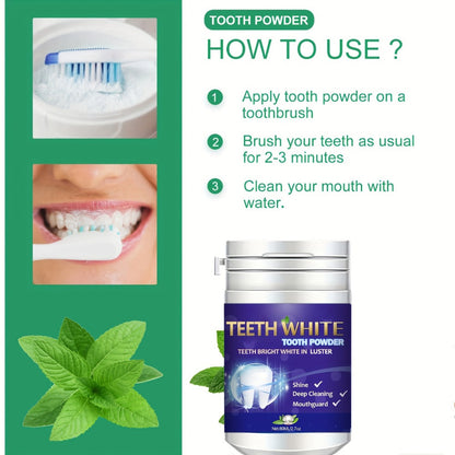 Baking Soda Tooth Powder with Honeysuckle & Mint Extract, Natural Teeth Whitening, Stain Removal & Fresh