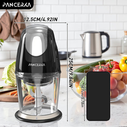 Electric Food Chopper Mini Food Processor, One-Touch 600ml Vegetable Chopper with 4 Stainless Steel Blades