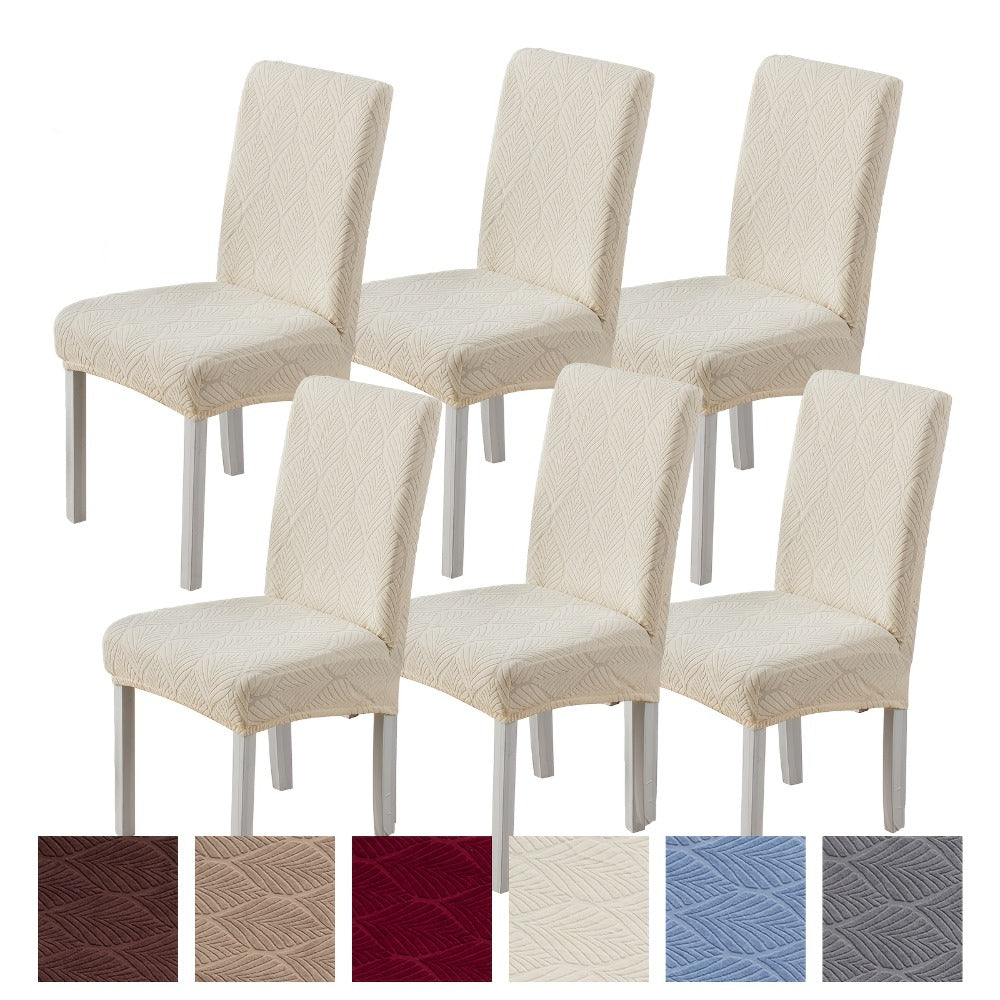 Chair Cover Set of Six Stretch Dining Slipcovers with Little-Leaf Pattern in Six Available Color Choices