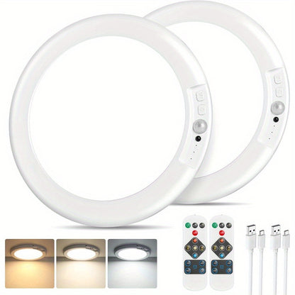 Motion Sensor Ceiling Light Rechargeable with Remote, 3-Color Dimmable Wireless LED Overhead Light