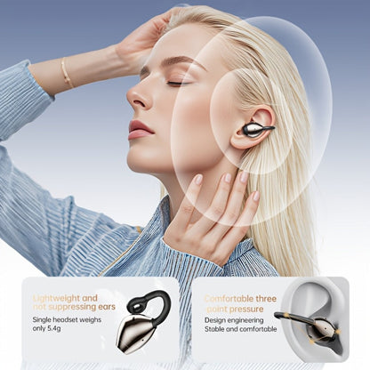40H Open Ear Clip Earbuds OWS 6.0 TWS Sport Wireless Headphones Noise Cancelling Mic for Bedside Audio, Alarms and Room Entertainment