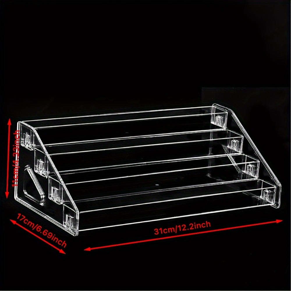 Nail Polish Organizer Acrylic Display Stand 4 Tier Clear Transparent Rack Gel Polish Holder Countertop Storage Shelf for Nail Studio Salon