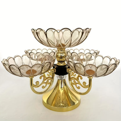 Crystal Rotating Fruit Plate Set 5-Tier – Luxury Round Multi-Layer Snack Candy Dish Bowl for Living Room Coffee Table Home Decor European