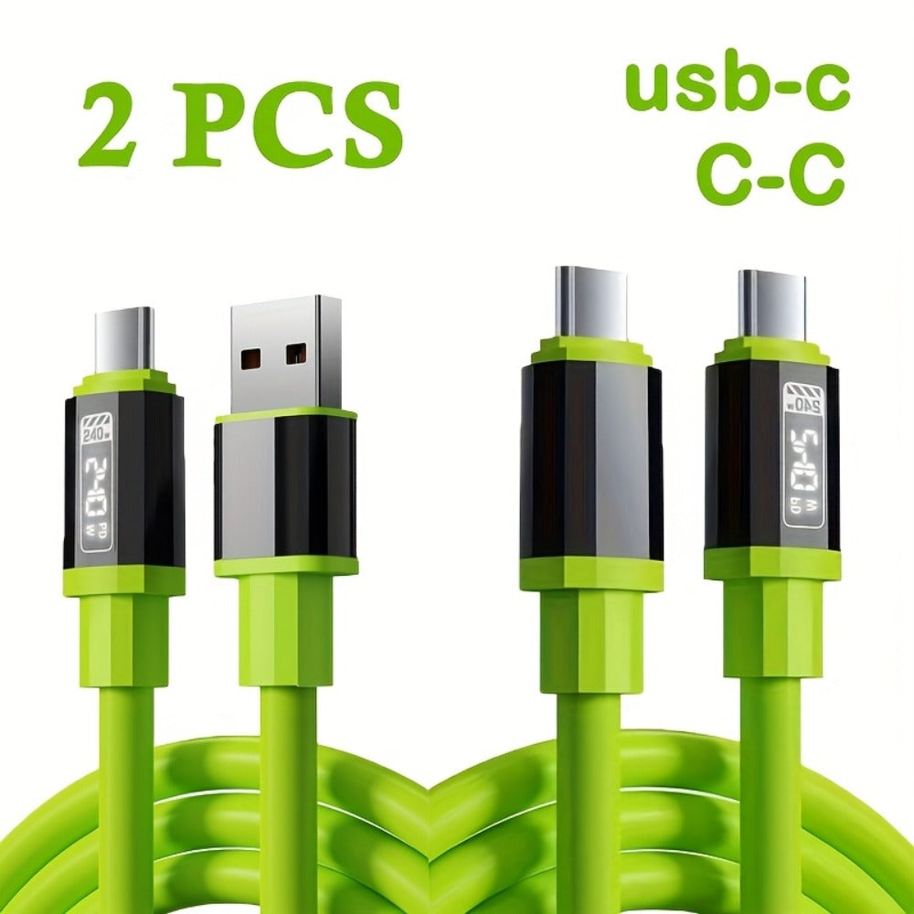 2-Pack USB-C to USB-C Super Fast Charging Cable with Data Transfer, Matcha Green for an Everyday Personal Care Routine