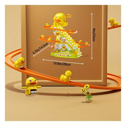 Electric Duck Climbing Stairs Toy with Music, 6 Ducklings Slide Loop Toy for Kids Ages 3 4 5 6, Fun Interactive Toy for Boys & Girls