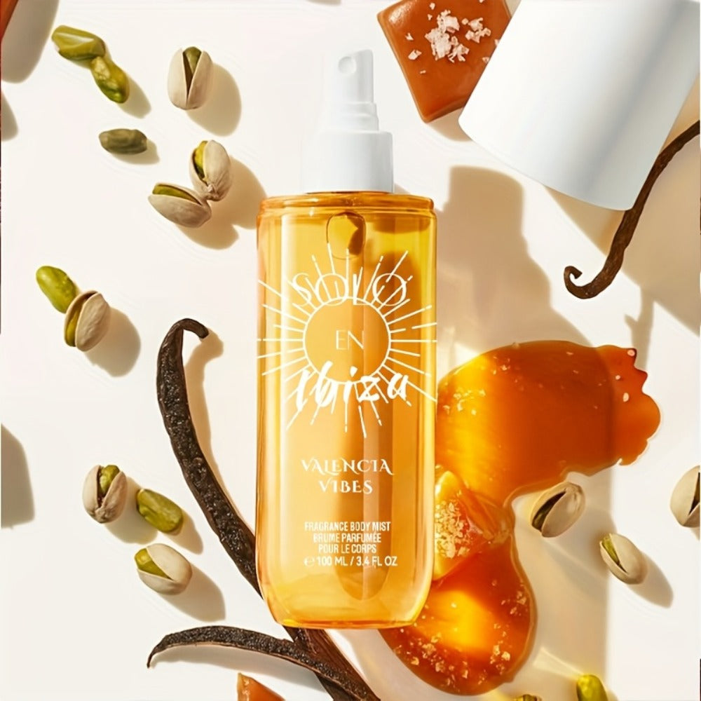 Body Hair Fragrance Mist Gift Set 2-Piece SOLO EN IBIZA Perfume Mist Body Cream Vanilla Fruit for Bath Time, Home Spa and Personal Care
