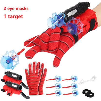 Wrist Spider Web Shooter Toy for Kids & Teens, Superhero Web Launcher Set with Eye Mask Target & Water Gun