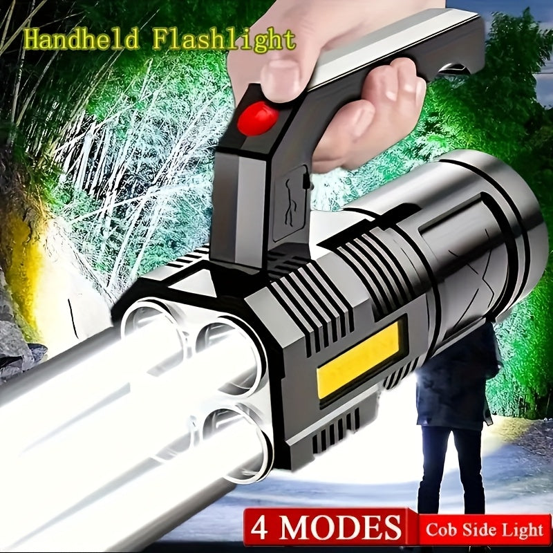 Flashlight 6-Pack Rechargeable Hand Torch Set with Main Beam, COB Side Light and Power Display