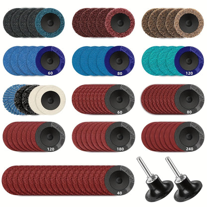 108pcs 2 Inch Sanding Discs Set with 1/4" Holder, Roloc Quick-Change Surface Conditioning Discs for Die Grinder
