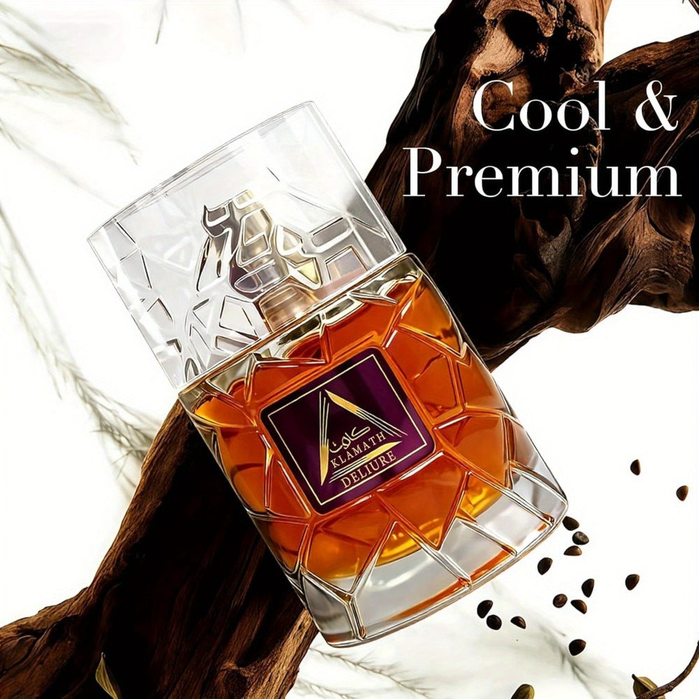 Men's Eau de Toilette Spicy Cologne Vanilla Amber Cinnamon Bergamot Tonka Bean Day to Night Fragrance Klamath Deliur Brown Edition Gift