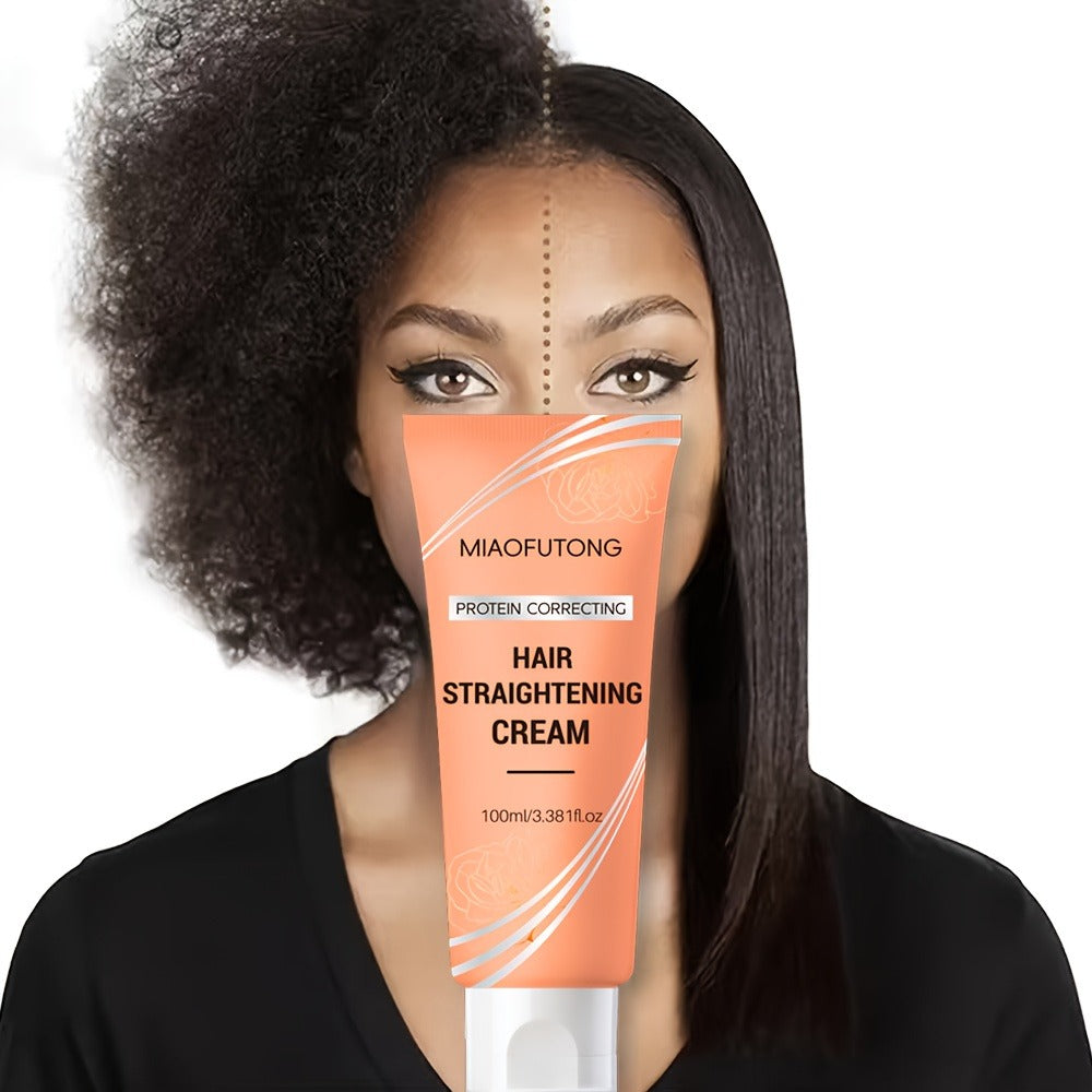 Smoothing Hair Straightening Cream with Protein & Keratin, Deep Frizz Control Treatment for All Hair Types