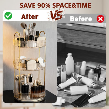 360 Rotating Makeup Organizer Skincare Storage Rack – Multi-Layer Detachable Cosmetic Organizer for Perfume, Lipstick, Skincare