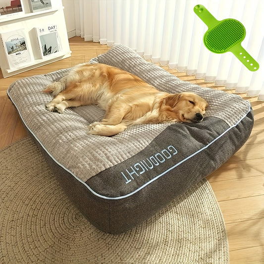 Thickened Dog Bed for Winter Warmth – Soft Polyester Fiber Fill, Collapse-Resistant, Machine Washable Cat & Dog Bed for Large Breeds