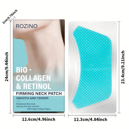 Neck Mask Patch 5pcs & Lifting, Bio Collagen, Bee Venom & 4-in-1 Retinol Gel Patch, Reduces Wrinkles & Sagging