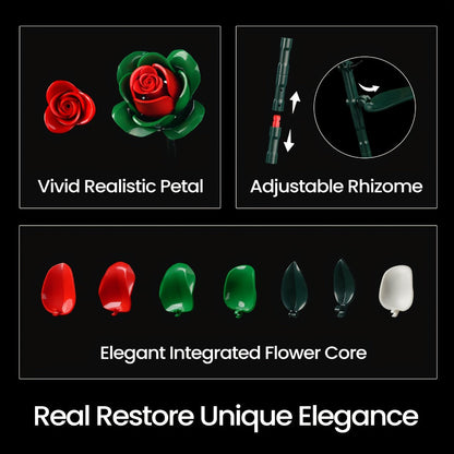 DIY Flower Bouquet Building Kit for Girls & Women – Rose & Lily Brick Set, Healing Series Desk Decoration, Buildable Artificial Flowers