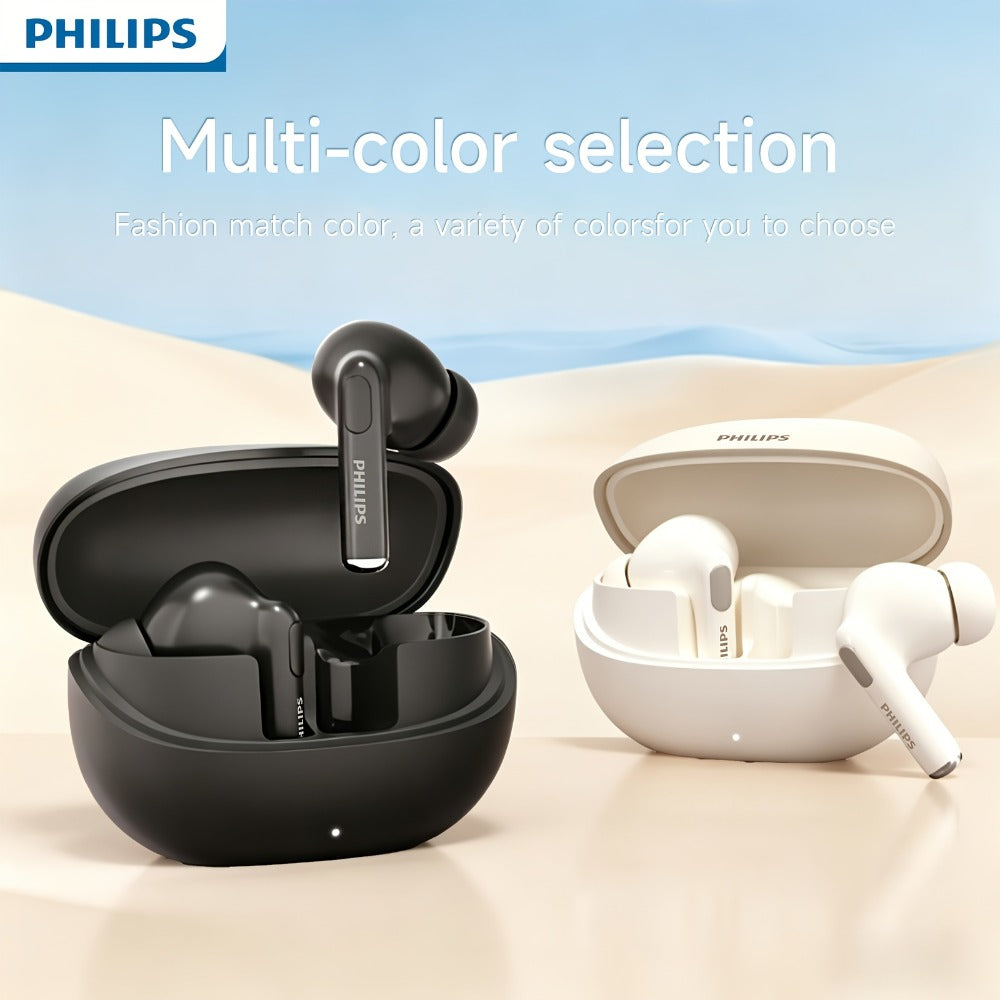 Wireless Earbuds Philips Bluetooth 6.0 Semi-Open Back with Rechargeable Case in White or Black
