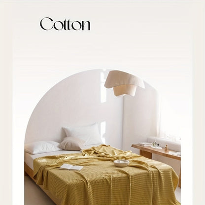 Cotton Waffle Blanket, Pure Cotton Multilayer Summer Cooling Quilt, Jacquard Knit, Air Conditioning Blanket