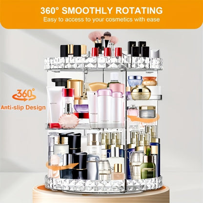 Rotating 360 Makeup Organizer Spinning Cosmetic Storage Display Rack 7 Adjustable Layers Large Capacity Skincare Holder for Vanity