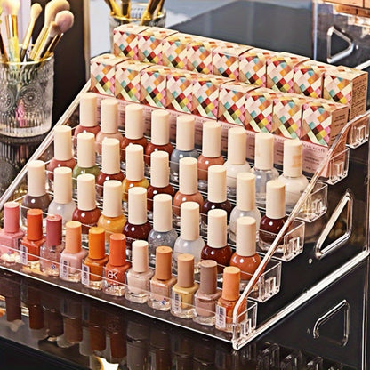Nail Polish Organizer Acrylic Display Stand 4 Tier Clear Transparent Rack Gel Polish Holder Countertop Storage Shelf for Nail Studio Salon