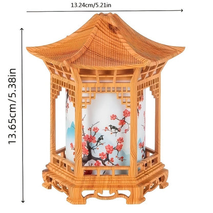 Mini Humidifier with Night Light USB Powered Cool Mist Quiet Operation Chinese Pagoda for Entryways, Bedrooms and Living Spaces