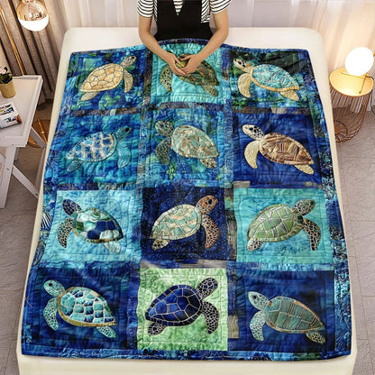 1pc Underwater Turtle Splicing Pattern Blanket- Home Furnishings Bedding Throw for Sofa Bed for Sofas, Beds and Everyday Home Comfort