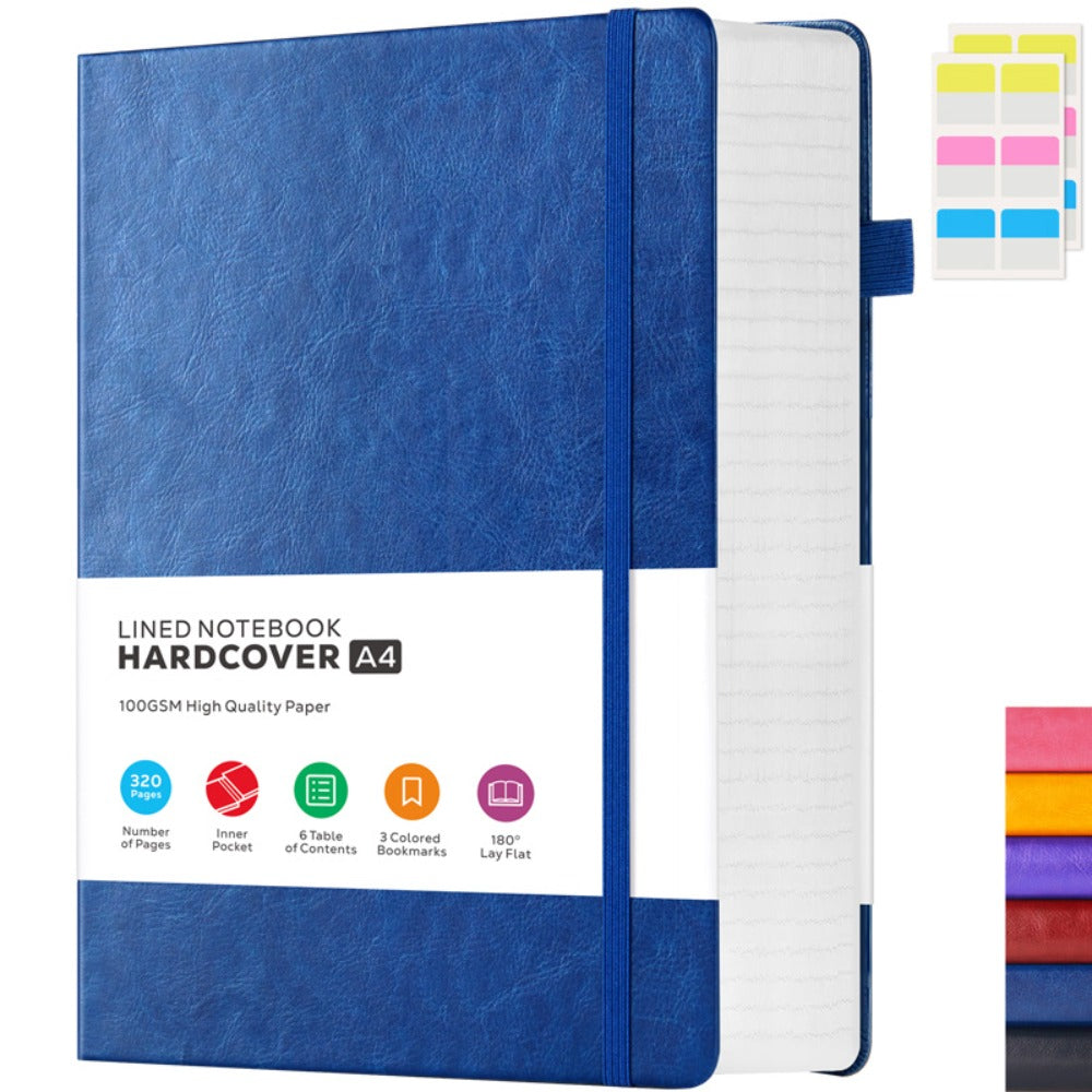 A4 Hardcover Lined Journal Notebook 320 Pages, Faux Leather College Ruled Notebook with 100GSM Thick Pages