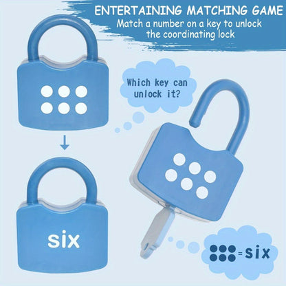 Preschool Math Lock and Key Counting Toy 10 Sets – Number Recognition Manipulative for Kids Ages 3-5, Color-Coded Kindergarten Math