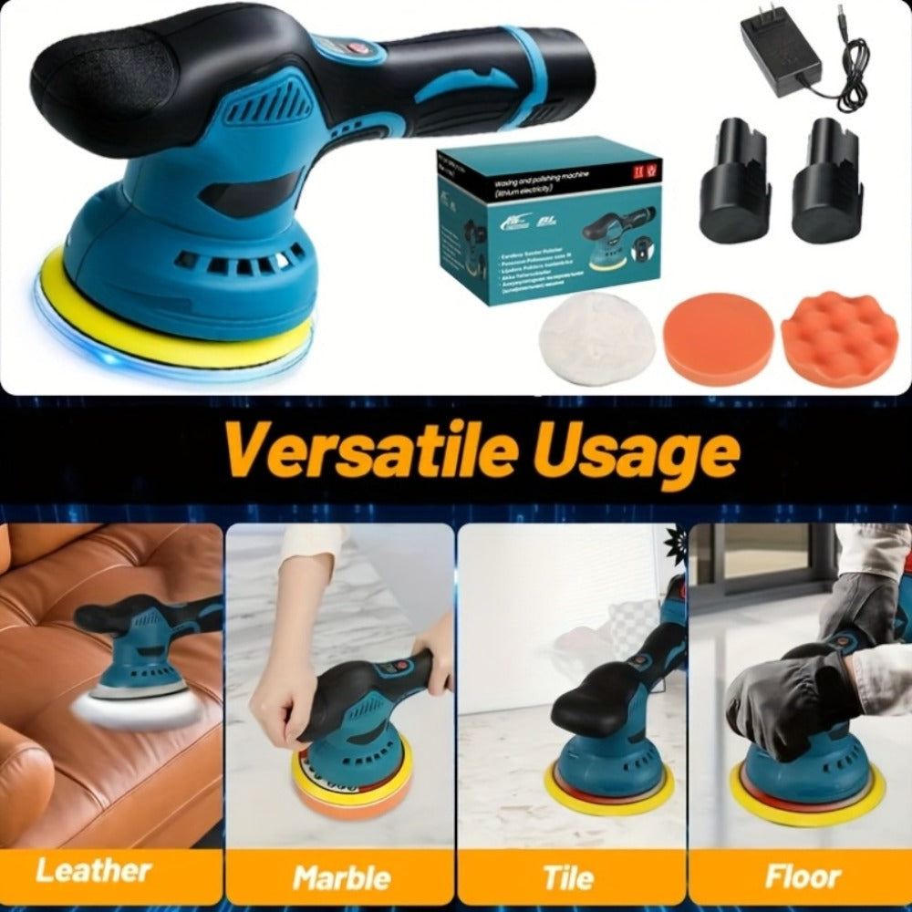 Cordless Car Polisher Buffer Machine – 8-Speed 5000 RPM Orbital Polishing Machine with 6" Pad, Rechargeable Battery & Charger for Car