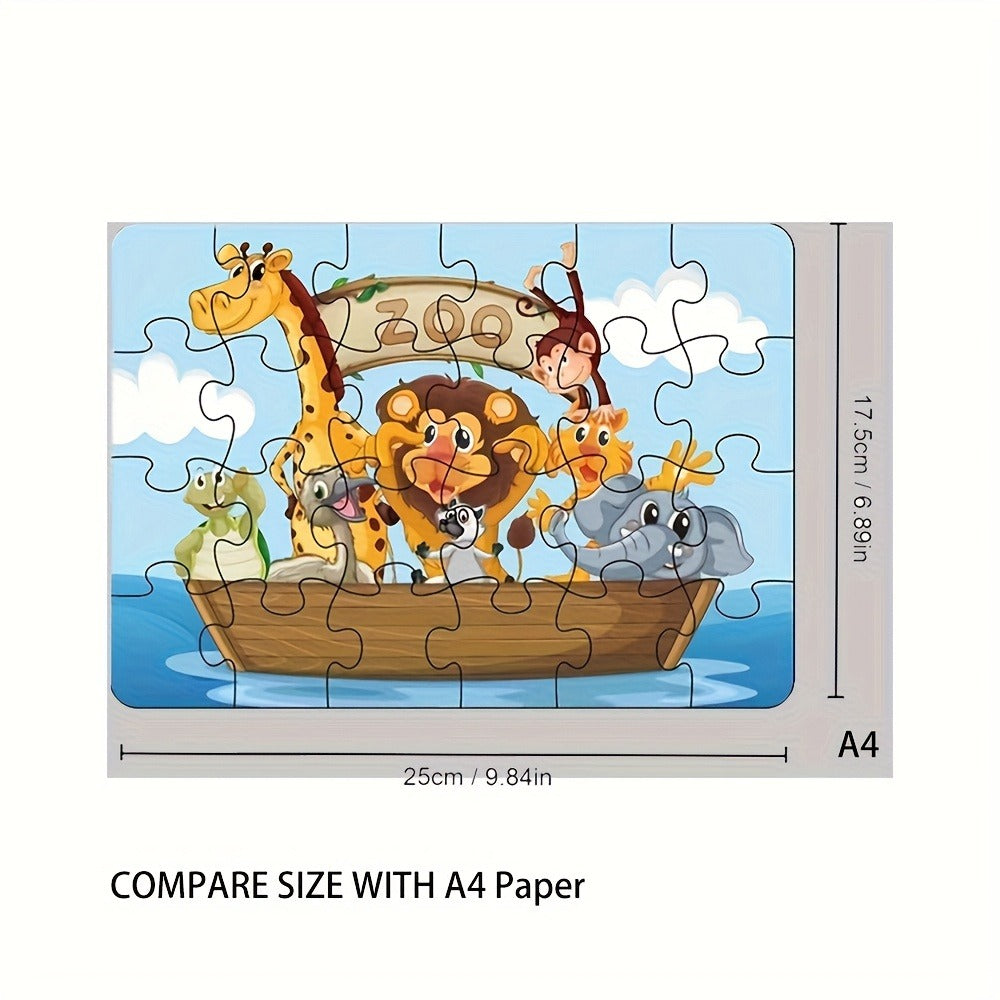 Kids Puzzle Set 12 Pack, Jigsaw Puzzles for Boys & Girls Ages 3+, 12 Different Themes Mixed Colors